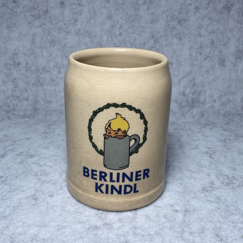 BERLINER KINDL GERMANY STONEWARE BEER MUG  Ivory Blond Boy 1961 Oktoberfest